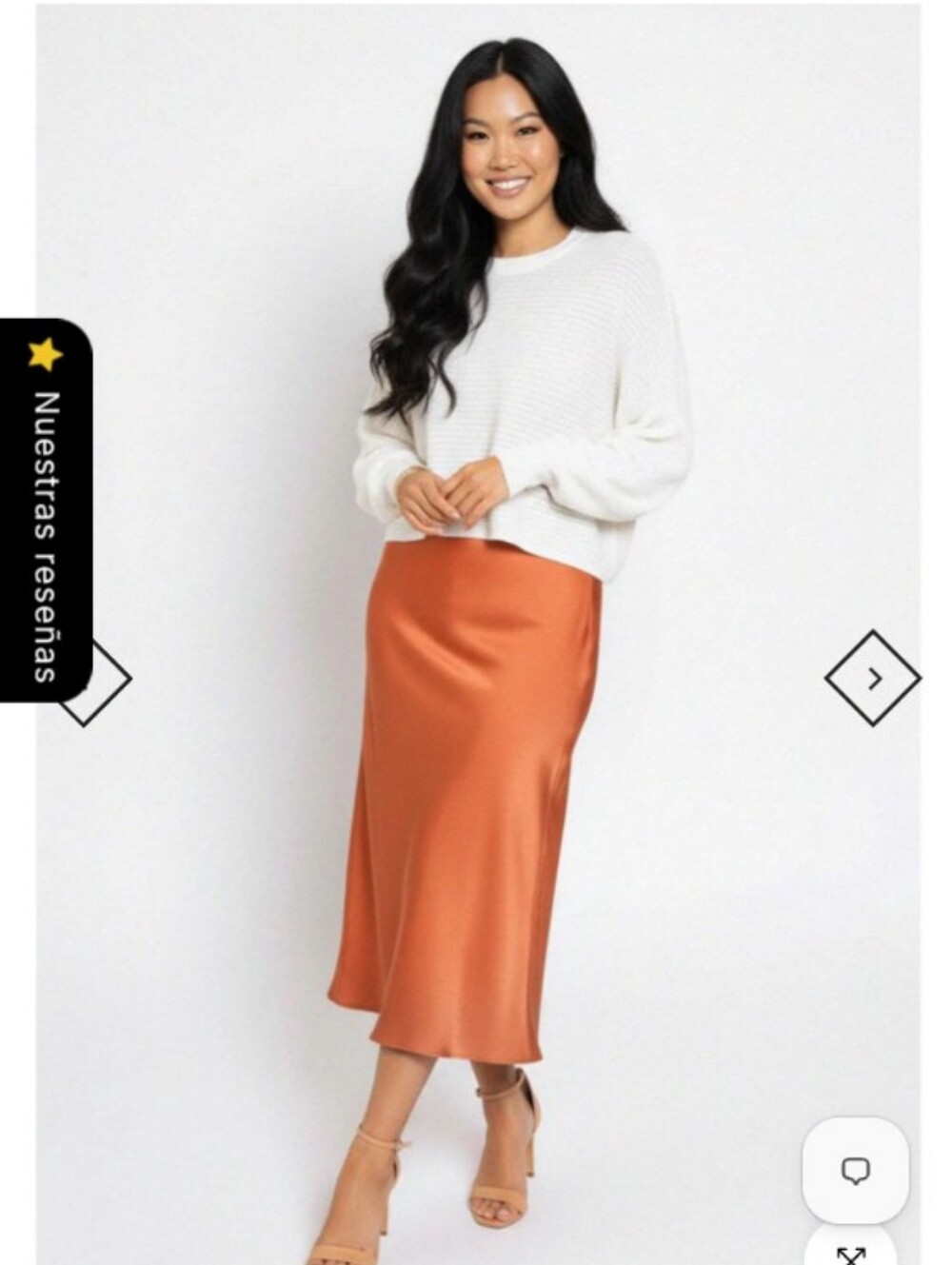 Versatile Satin Midi Skirt in Burnt Orange